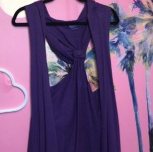 purple hooded sleeveless Vest top